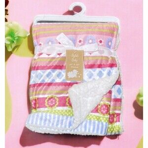 Girl's Baby Blanket Colorful Sherpa Reverse 30x40 New Baby Shower Gift
